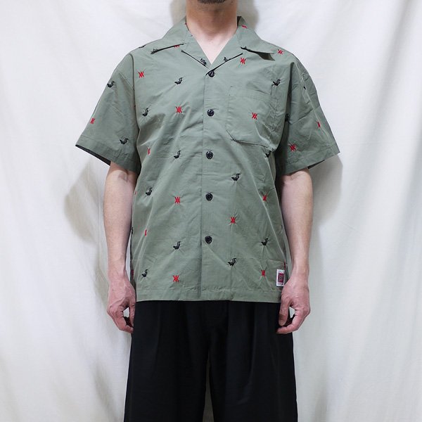 Lsize _ AN24SP-SH02 ICONS SHIRTS ◆ ANIMALIA アニマリア : 半袖アイコン オープンカラーシャツ Olive  - HOOD