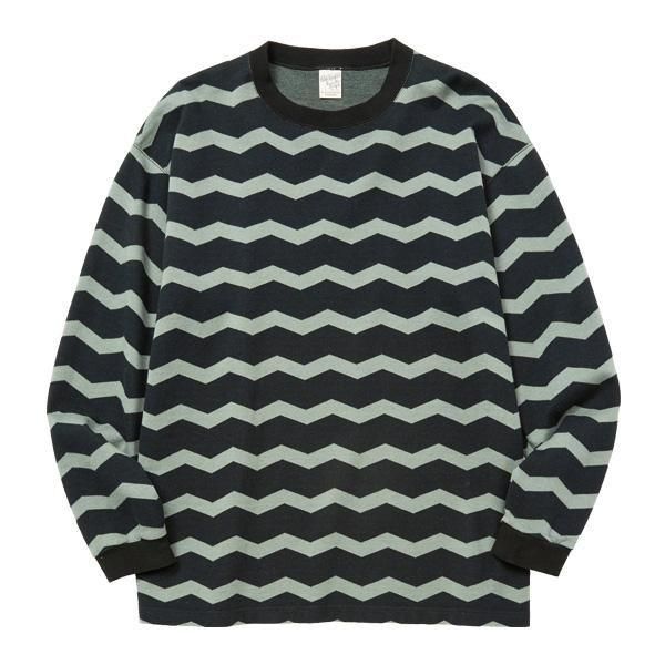 M,Lsize _ CL-25AW005 ZIGZAG DOUBLE JACQUARD BORDER LS CS