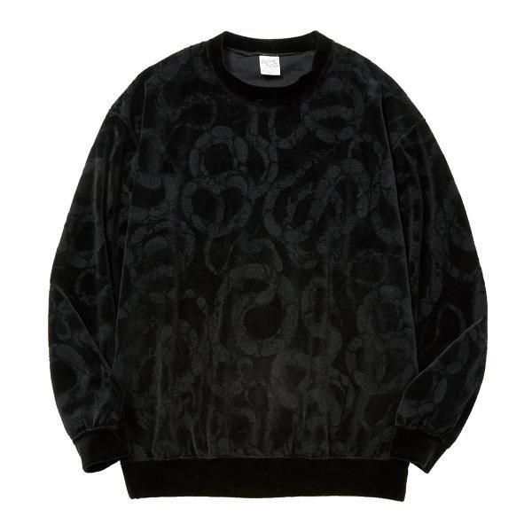 新品タグ付　CELERI 25SS BELL SLEEVE プルオーバー　黒 XLsize _ CL-25AW001SNK JQ VELOUR CREW NECK CS SNAKE PATTERN