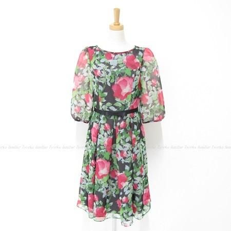 M Sgracy エムズグレイシー シフォン 花柄 ワンピース ブラック 36 M Sgracy エムズグレイシー シフォン 花柄 ワンピース ブラック 36
