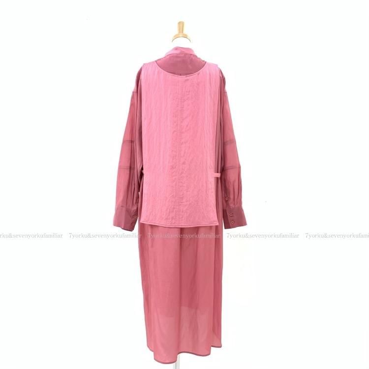 Muller Of Yoshiokubo ミュラーオブヨシオクボ レイヤード ロングシャツ シアー ワンピース ピンク 38 Muller Of Yoshiokubo ミュラーオブヨシオクボ レイヤード ロングシャツ シアー ワンピース ピンク 38