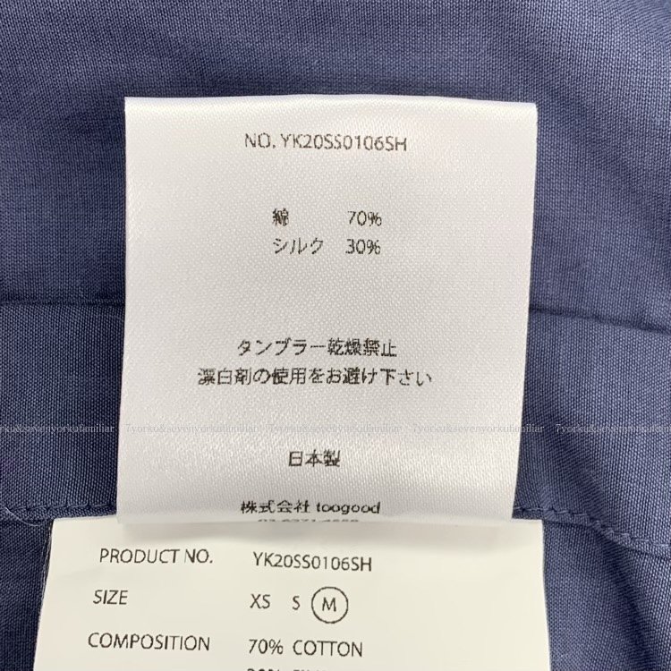 YOKE ヨーク オープンカラー シャツ シルク混 ネイビー M YK20SS0106SH