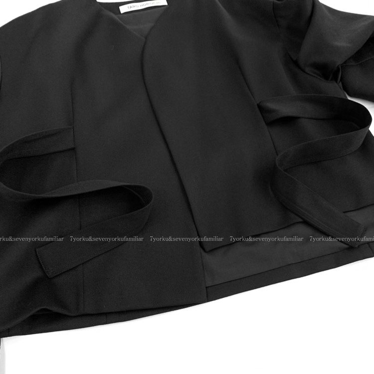 TARO HORIUCHI タロウホリウチ ラップデザイン ジャケット ノーカラー コート ブラック F 1804-JK02-403