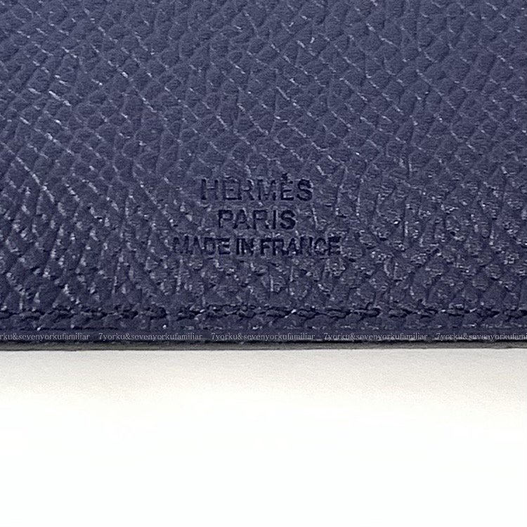 HERMES エルメス パスポートケース ターマック ヴォーエプソン シルバー金具 X刻印 ブルーサフィール