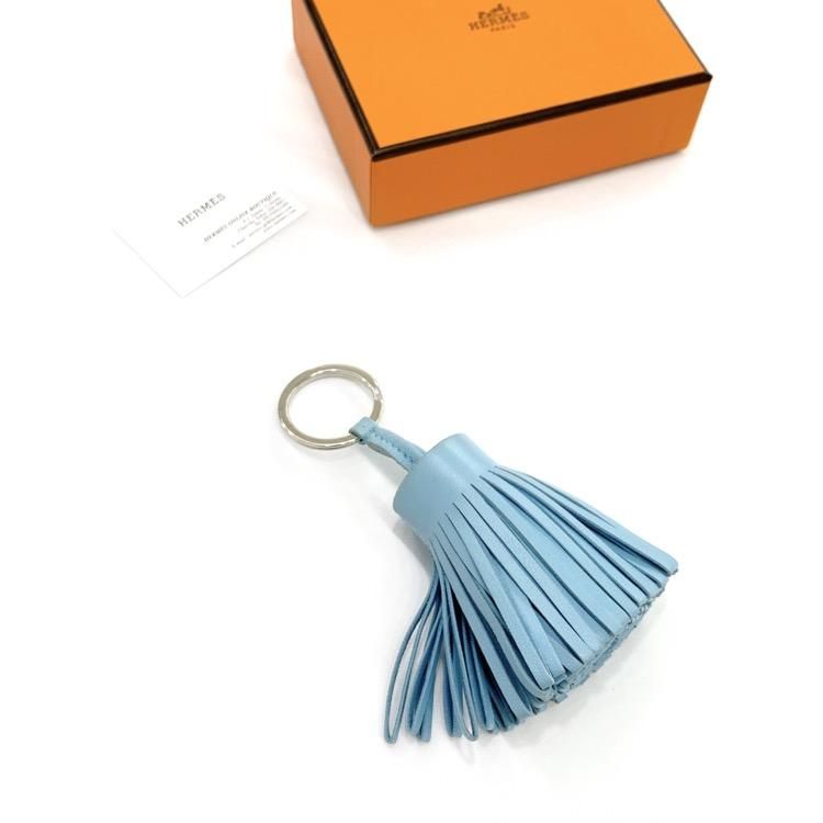 HERMES エルメス カルメン チャーム キーホルダー セレスト ブルー