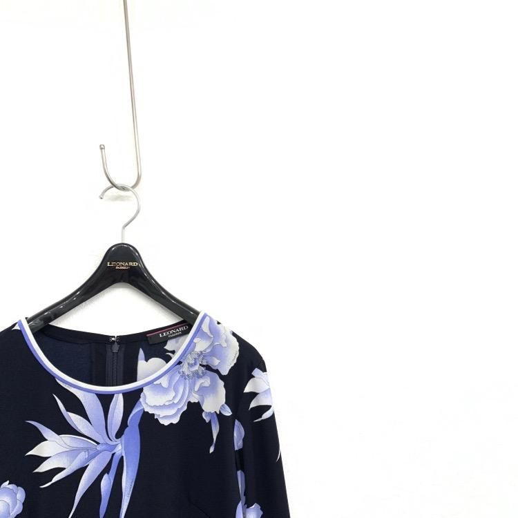 LEONARD レオナール 花柄プリント ブラウス カットソー 七分袖 LEONARD レオナール 花柄プリント ブラウス カットソー 七分袖