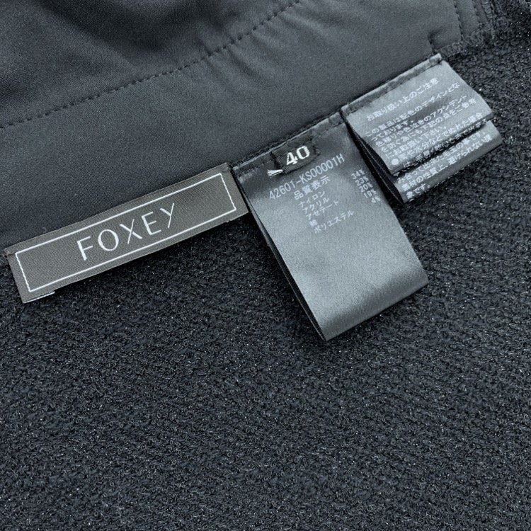 FOXEY フォクシー ニットドレス スワロー 白襟付 ワンピース ラメ糸 ブラック 40 42601-KSOOO