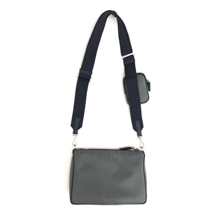 PRADA プラダ ナイロンxサフィアーノレザー ショルダー バッグ グレー