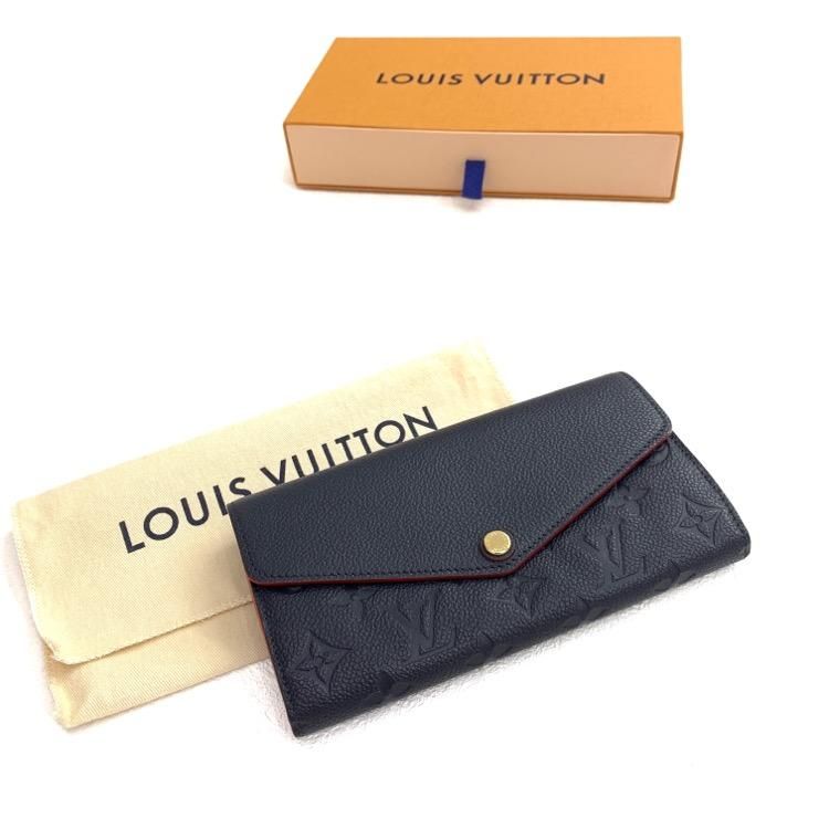 【箱・布袋あり】LOUIS VUITTON　ポルトフォイユ・サラ　M62125　マリーヌルージュ　ネイビー　アンプラント　レザー　モノグラム　長財布　人気　定番　レディース松前R56号店