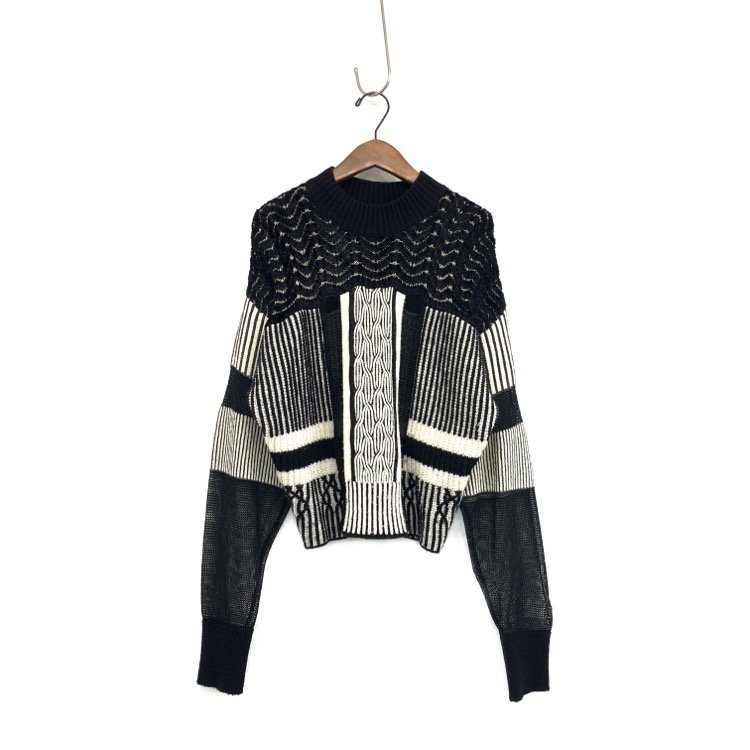 Mame Kurogouchi ޥ᥯ Plating Mole Knit Sweater ֥å ۥ磻 1 MM18AW-KN024