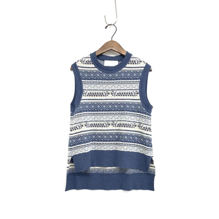 Mame Kurogouchi マメクロゴウチ Multi-Colour Jacquard Knit Vest Mame Kurogouchi マメクロゴウチ Multi-Colour Jacquard Knit Vest