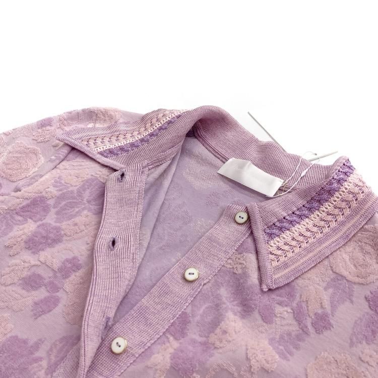 Flowered Velour Jacquard Polo Shirt