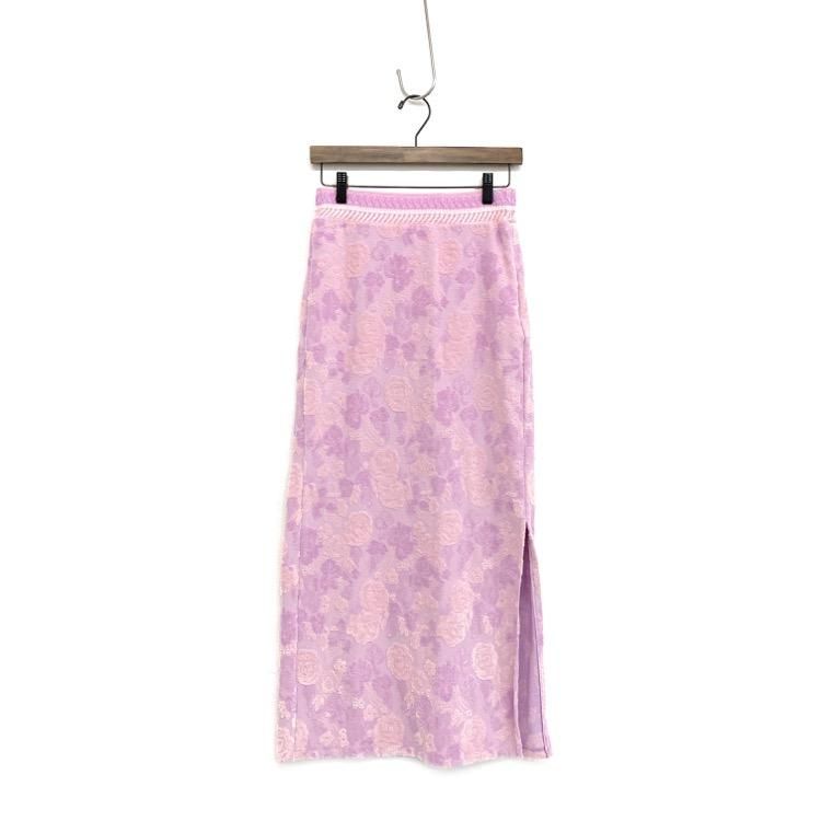 Mame Kurogouchi マメクロゴウチ Flowered Velour Jacquard Skirt