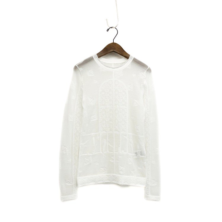 Mame Kurogouchi マメクロゴウチ Frosted Glass Graphic Knitted Top シアーカットソー MM21SS-KN027