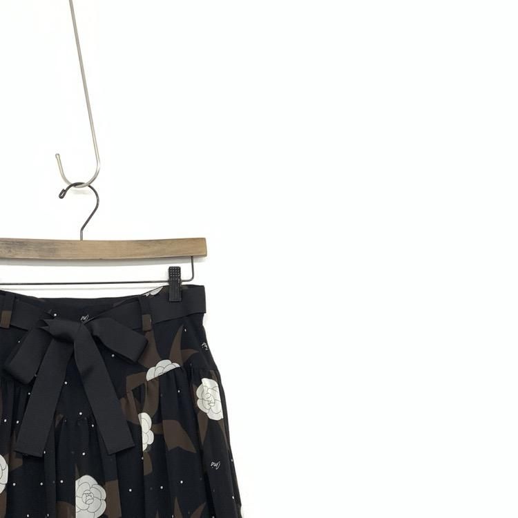 M'S GRACY エムズグレイシー カメリアリボンプリントシフォンスカート