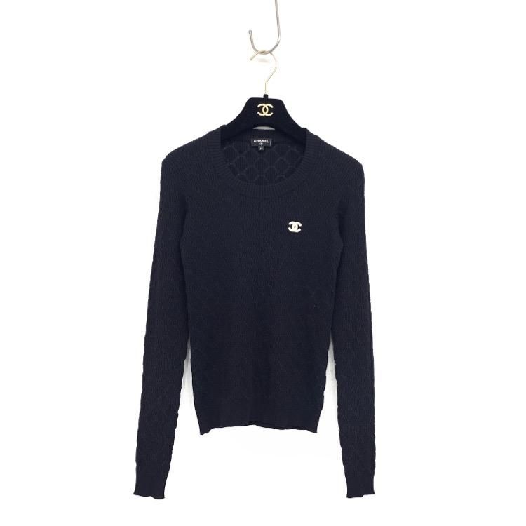 CHANEL シャネル ココマーク プルオーバーニットトップス コットン CHANEL シャネル ココマーク プルオーバーニットトップス コットン
