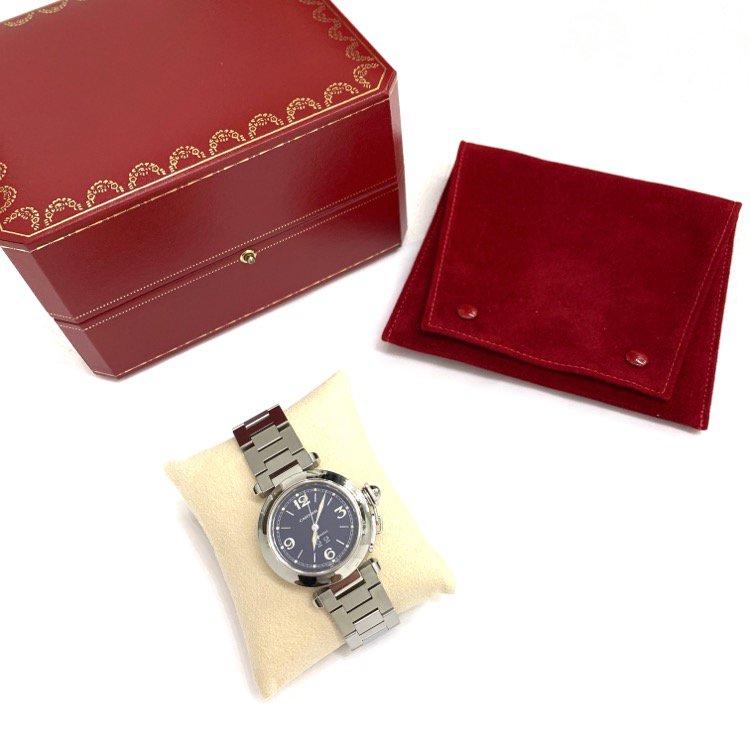 cartier カルティエ 腕時計 パシャC AM ビッグデイト ステンレススチール 文字盤ネイビー W31047M7ボーイズ