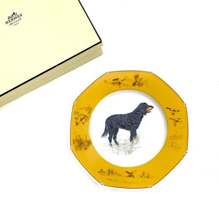 【未使用品】HERMES エルメス　絵皿　八角形　犬柄ラブラドール直径255cm×高さ2cm