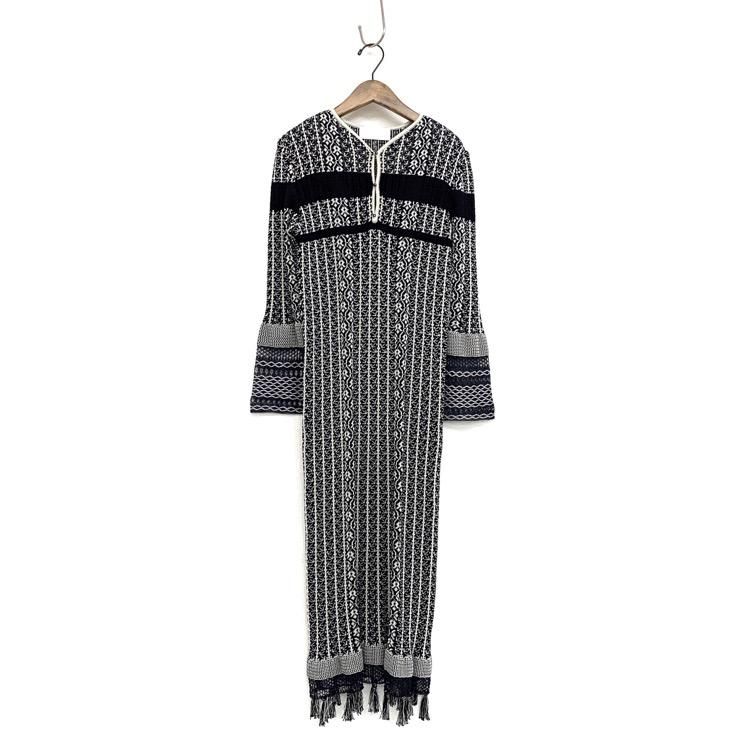 Mame Kurogouchi マメクロゴウチ Rib Jacquard Pedicel Knit Dress ...