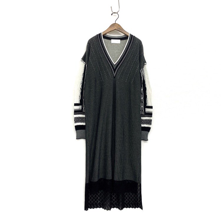 Mame Kurogouchi マメクロゴウチ Mixed Knitted Fablic Dress ニット 