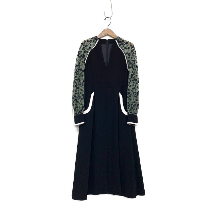 Mame Kurogouchi マメクロゴウチ Pedicel Lace Sleeves A-line Dress ワンピース MM18AW-DR003