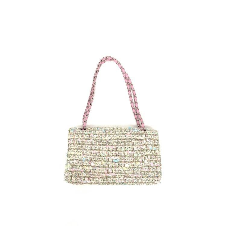 CHANEL シャネル Wフラップ ツイード チェーンショルダー バッグ