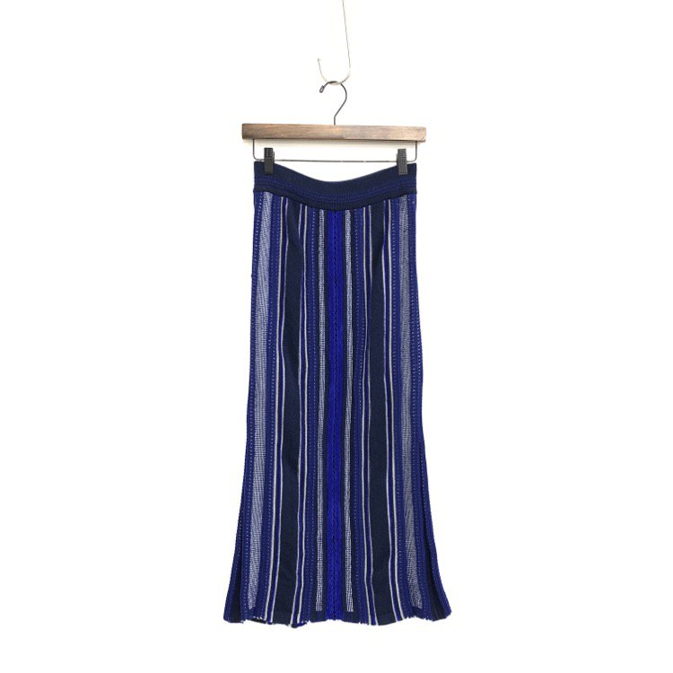 Mame Kurogouchi マメクロゴウチ Stripe HAMAGURI Knit Skirt ニットスカート ネイビー 1  MM19AW-KN029 - 7YORKU ONLINE