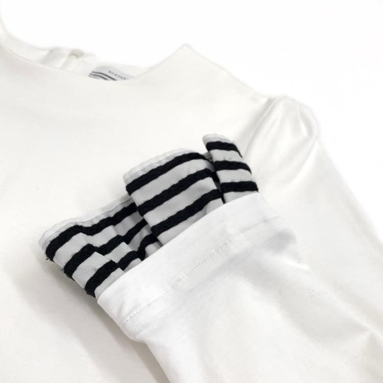 BORDERS at BALCONY ボーダーズアットバルコニー RUFFLED CUFF TEE 袖