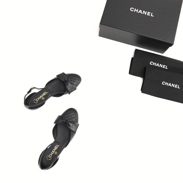 ハイヒール/パンプスCHANEL シャネル フラットパンプス ブラック 381/2