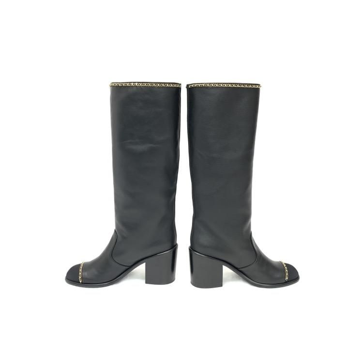 CHANEL シャネル ロングブーツ チェーン ブラック 37.5 G37830 CHANEL シャネル ロングブーツ チェーン ブラック 37.5 G37830