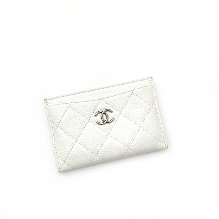 CHANEL シャネル フラット カードケース キャビアスキン ホワイト ...