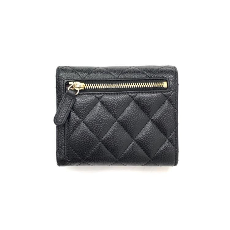 CHANEL シャネル コンパクト ウォレット キャビアスキン フラップ 二