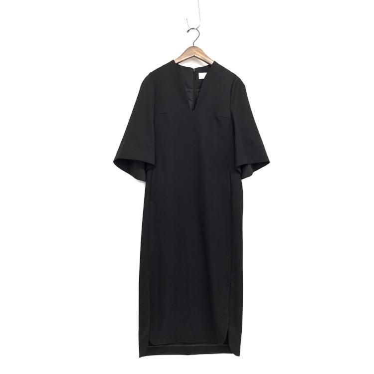 Mame Kurogouchi マメクロゴウチ Wool V-Neck Dress フレアスリーブ 