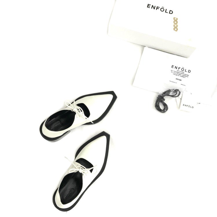 ENFOLD エンフォルド ドレスシューズ レースアップ 革靴 ホワイト 38 300ES355-1480
