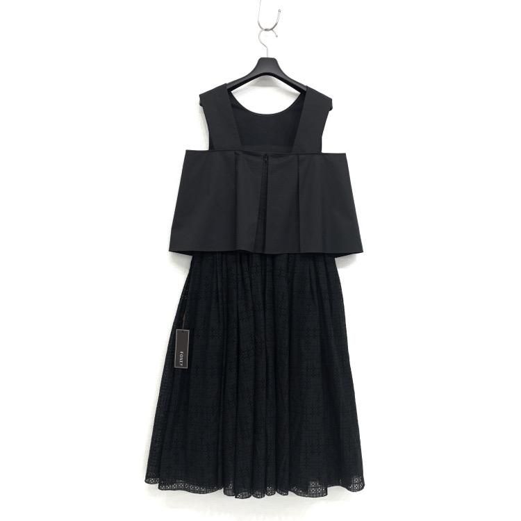 FOXEYBOUTIQUE カットワークレースワンピース ブラック 38 FOXEY フォクシー レイヤードドレス カットワークレース