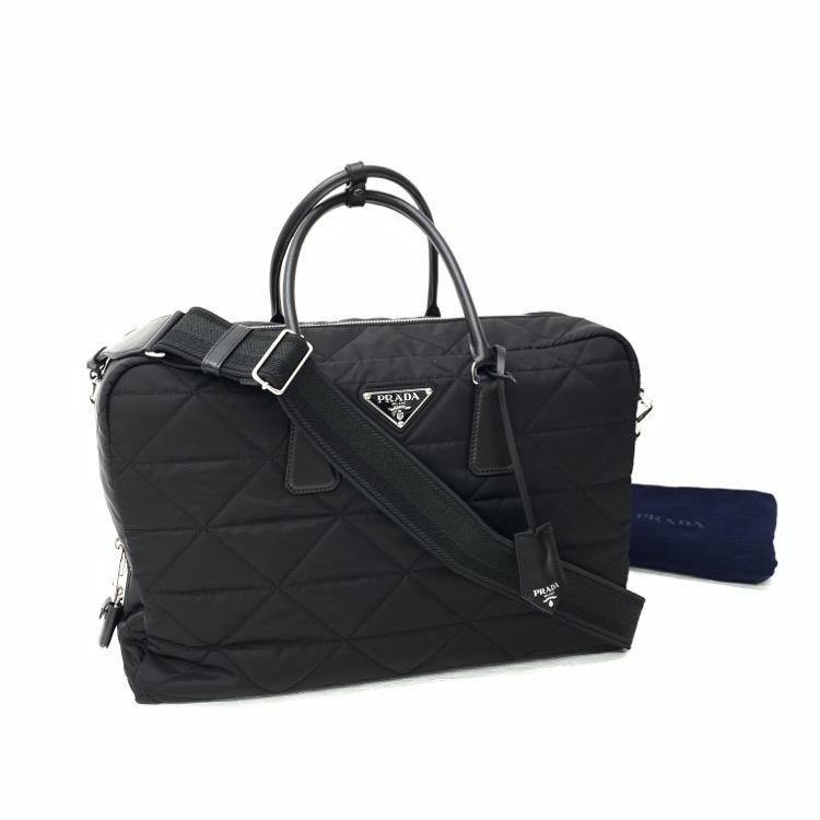 PRADA プラダ Re-Nylon トップステッチ トラベルバッグ ブラック