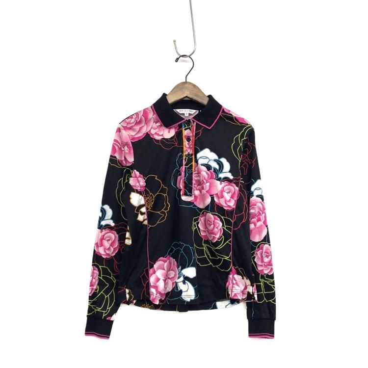 LEONARD SPORT レオナール 花柄プリントポロシャツ カットソー