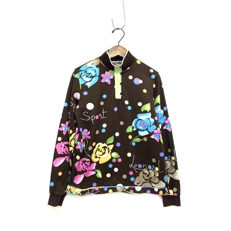 LEONARD SPORT レオナール 花柄プリントポロシャツ カットソー