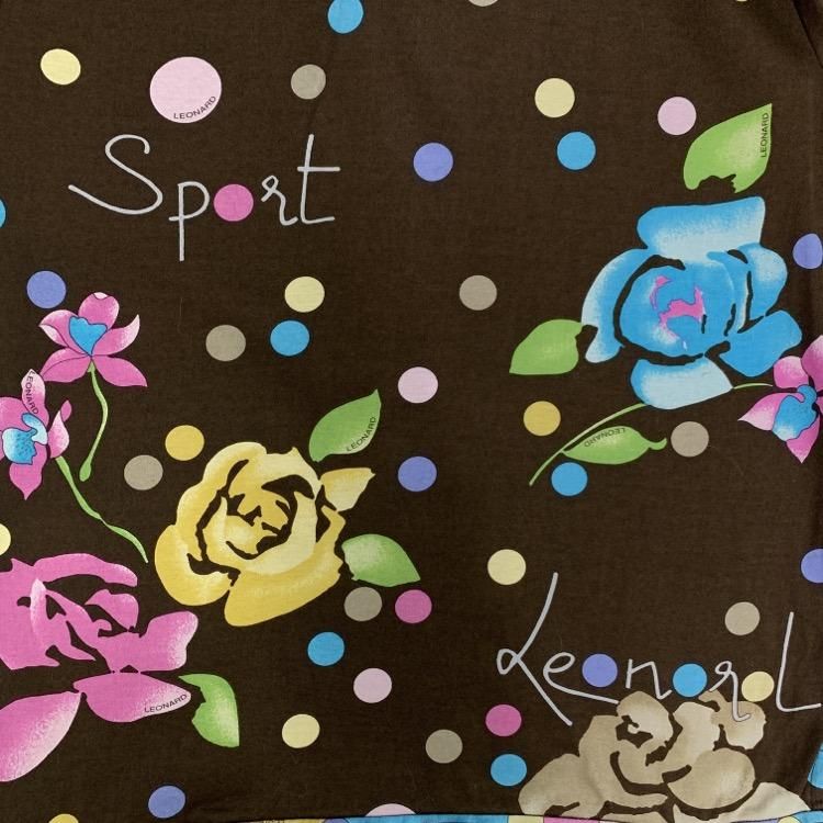 LEONARD SPORT レオナール 花柄プリントポロシャツ カットソー LEONARD SPORT レオナール 花柄プリントポロシャツ カットソー