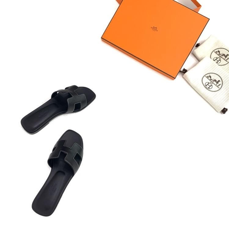 HERMES エルメス サンダル オラン フラット ブラック 35 H021056Z