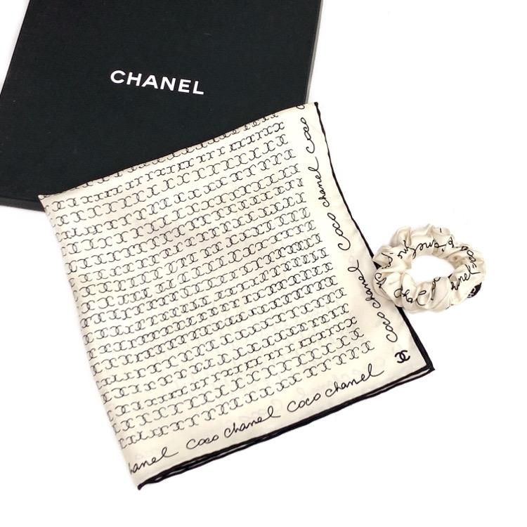 CHANEL シャネル スカーフ&シュシュ セット ホワイト AA8028 - 7YORKU 