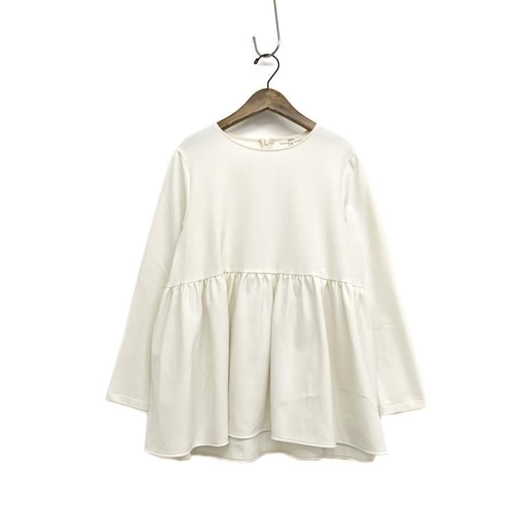 yori ヨリ ソフト裏起毛フリルブラウス ペプラムカットソー ホワイト yori ヨリ ソフト裏起毛フリルブラウス ペプラムカットソー ホワイト