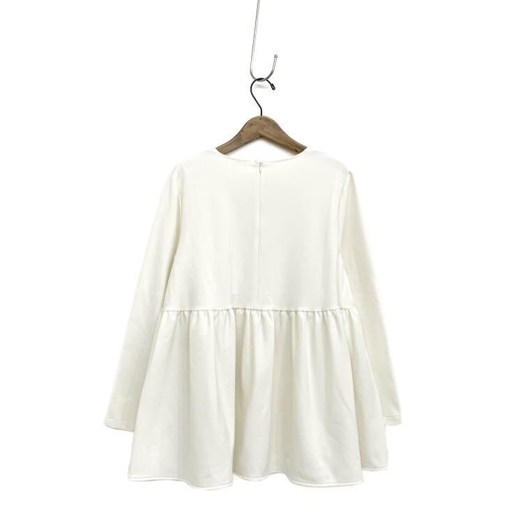 yori ヨリ ソフト裏起毛フリルブラウス ペプラムカットソー ホワイト yori ヨリ ソフト裏起毛フリルブラウス ペプラムカットソー ホワイト