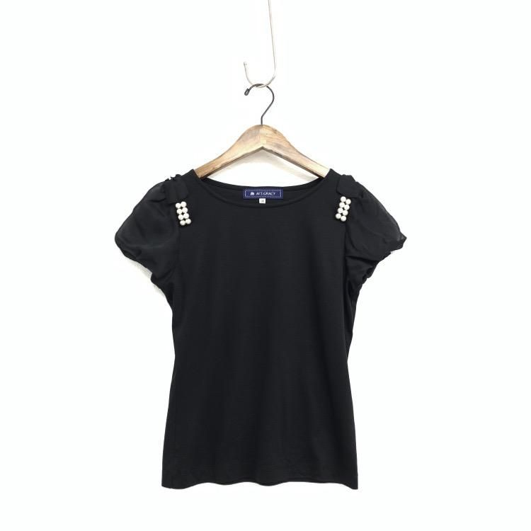 M'S GRACY エムズグレイシー パールリボン付 カットソー Tシャツ