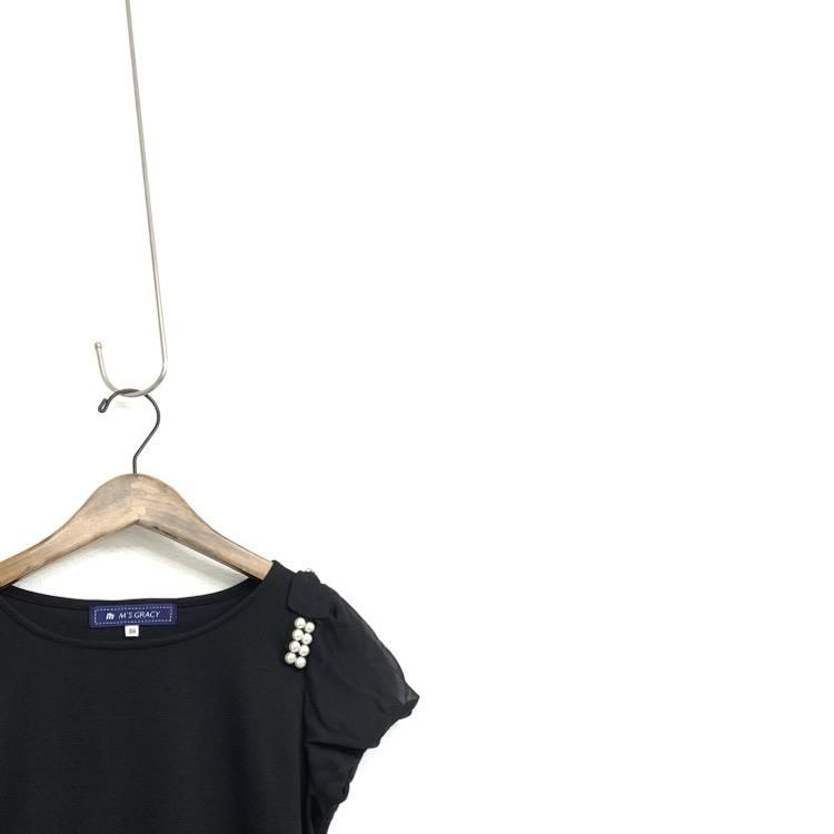 M'S GRACY エムズグレイシー パールリボン付 カットソー Tシャツ