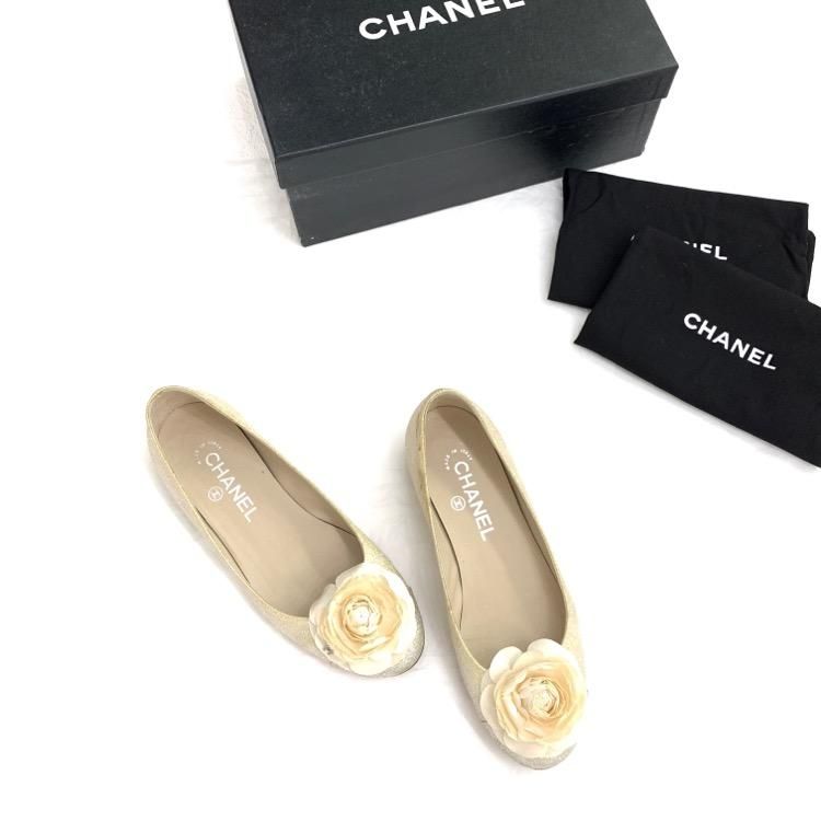 CHANEL シャネル バレリーナ カメリア パンプス フラットバレエ 