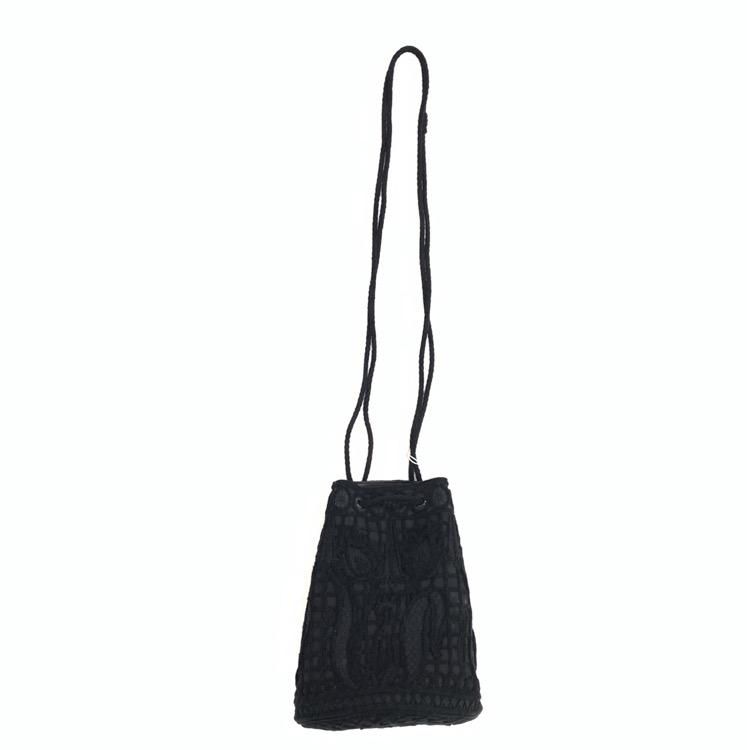 Cord Embroidery Bucket Bag - black