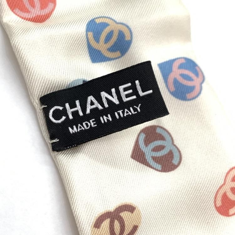 CHANEL シャネル シルク ツイル ヘアバンド リボンスカーフ CC ハート CHANEL シャネル シルク ツイル ヘアバンド リボンスカーフ CC ハート