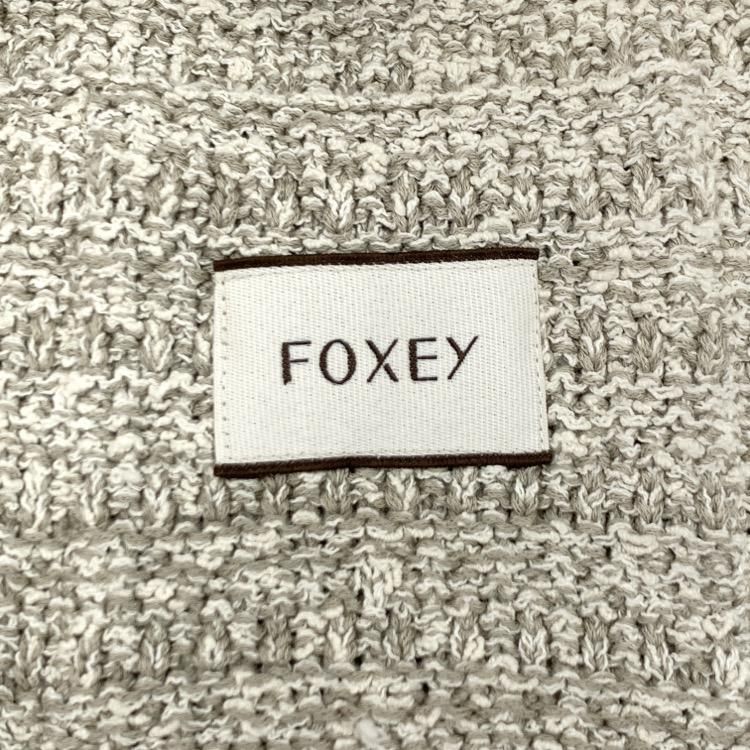 素人平置き採寸【専用】FOXEY フォクシー ノーカラー ツイード ジャケット フリンジ 白