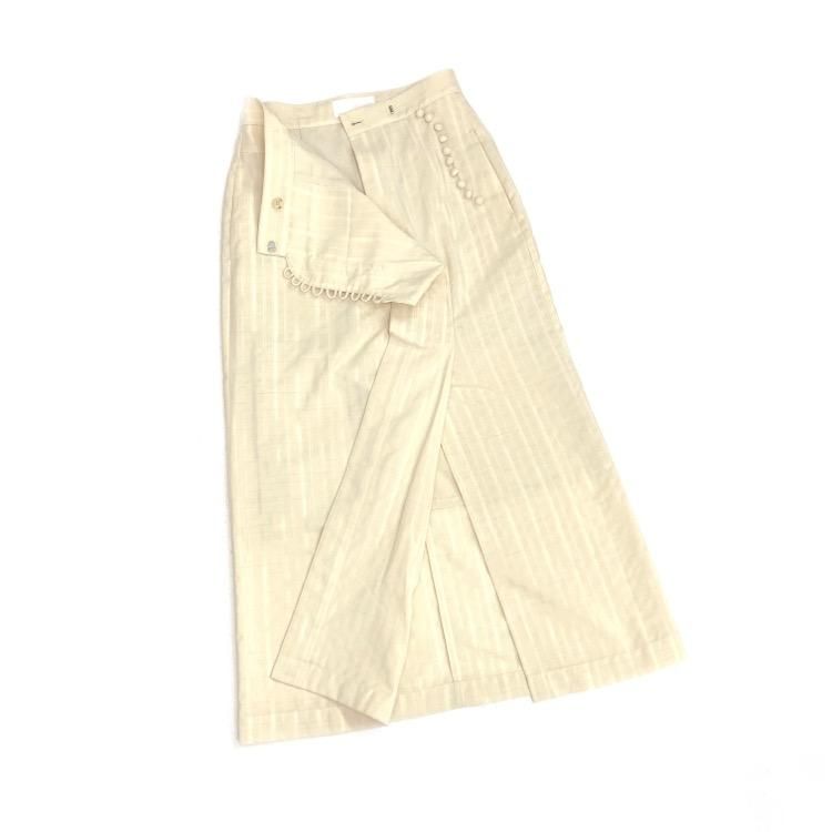 マメ クロゴウチ Nep Stripe Front Slit Skirt-